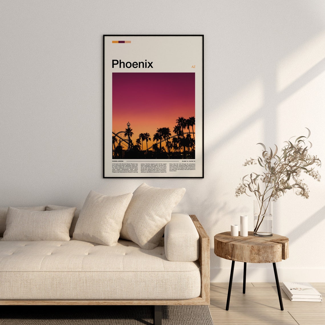 Phoenix Arizona Roller Coaster Sunset Silhouette Travel Poster - Image 3