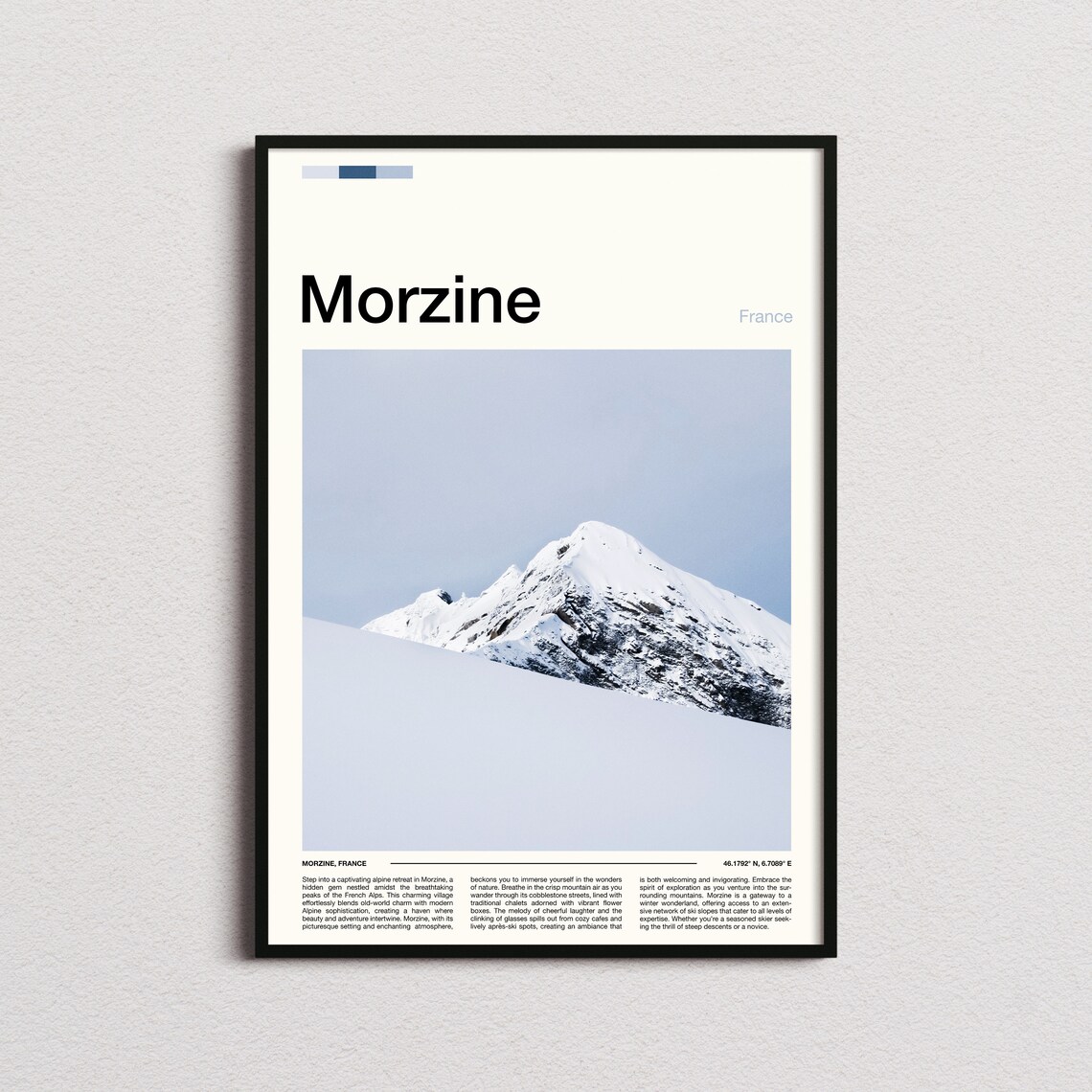 Morzine France Minimal Lone Snowy Summit Pale Winter Sky Poster