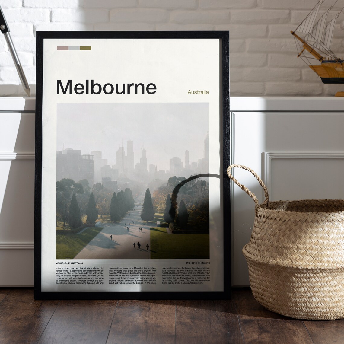 Melbourne Australia Misty City Skyline Memorial Park Avenue Poster - Image 5