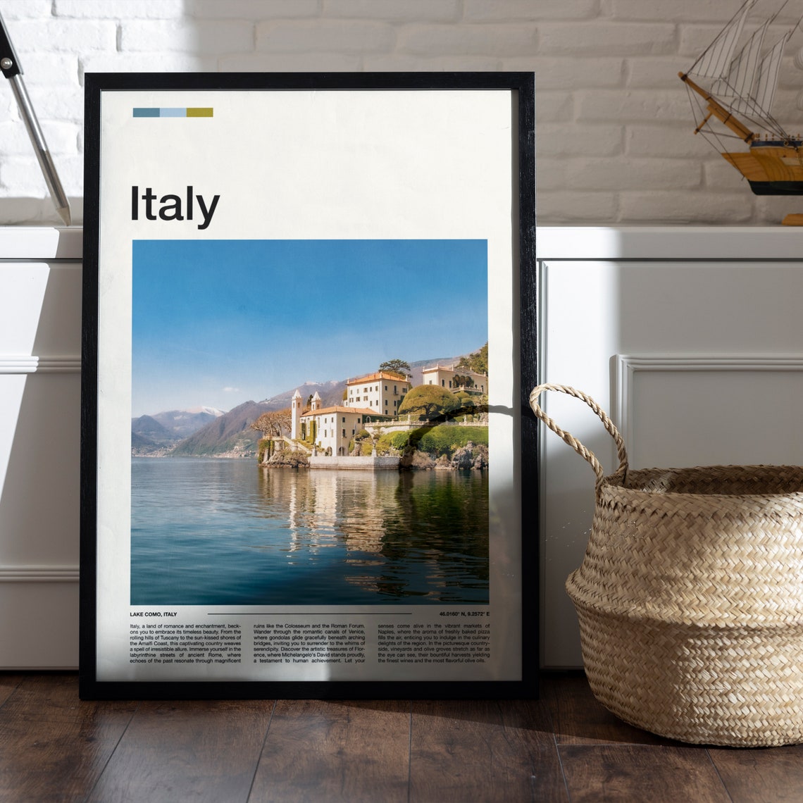 Lake Como Italy Alpine Villa Lakeshore Mountain Reflection Poster - Image 4
