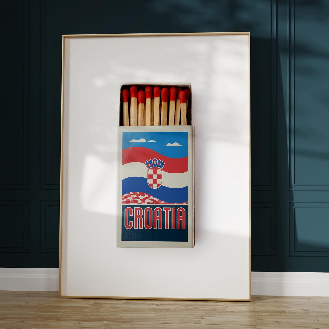 Croatia Flag Matchbox Label Art with Retro Vintage Style Poster - Image 5