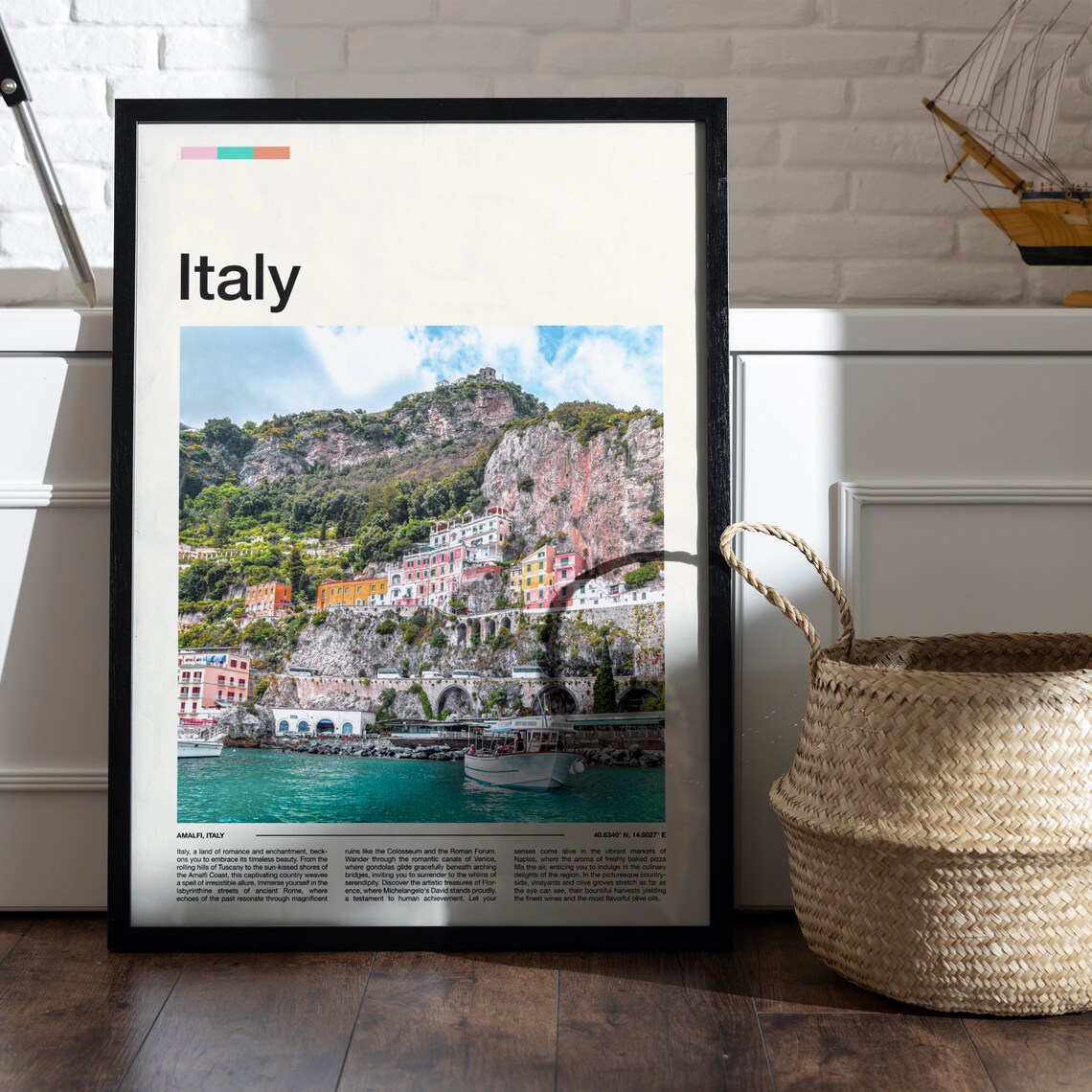 Amalfi Coast Italy Cliffside Village Colorful Houses Photo Poster - Image 5