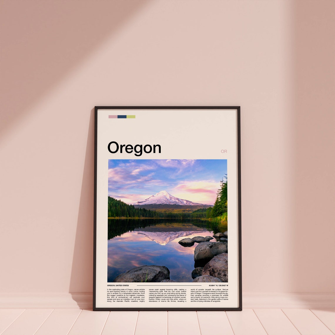 Oregon Snowcapped Mountain Lake Reflection Photography Poster - Image 4