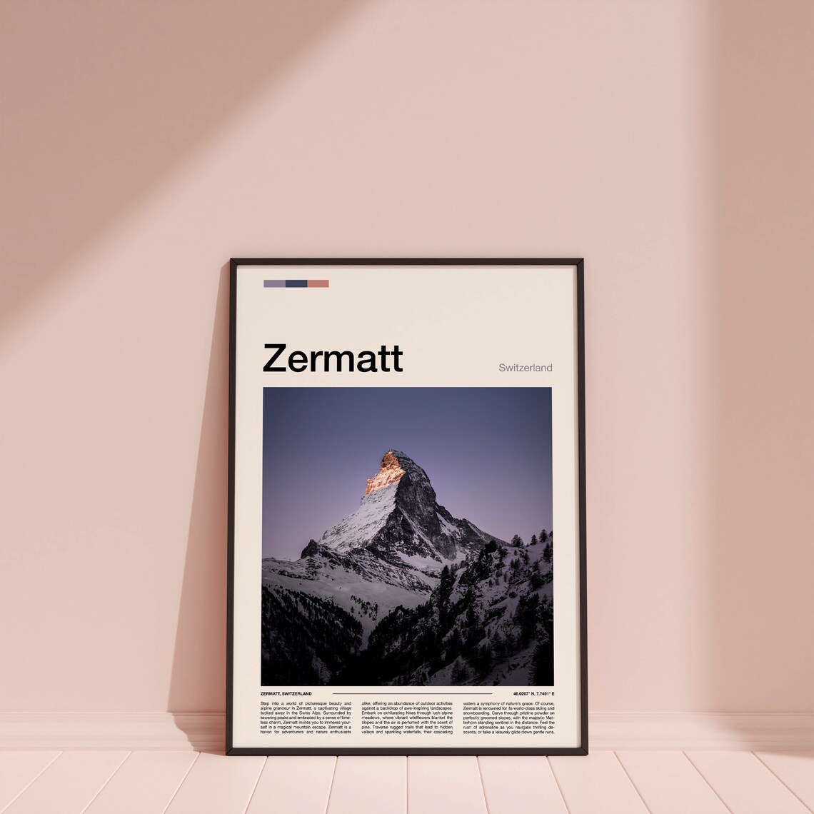 Zermatt Matterhorn at Dusk Snowy Peak Switzerland Travel Poster - Image 4