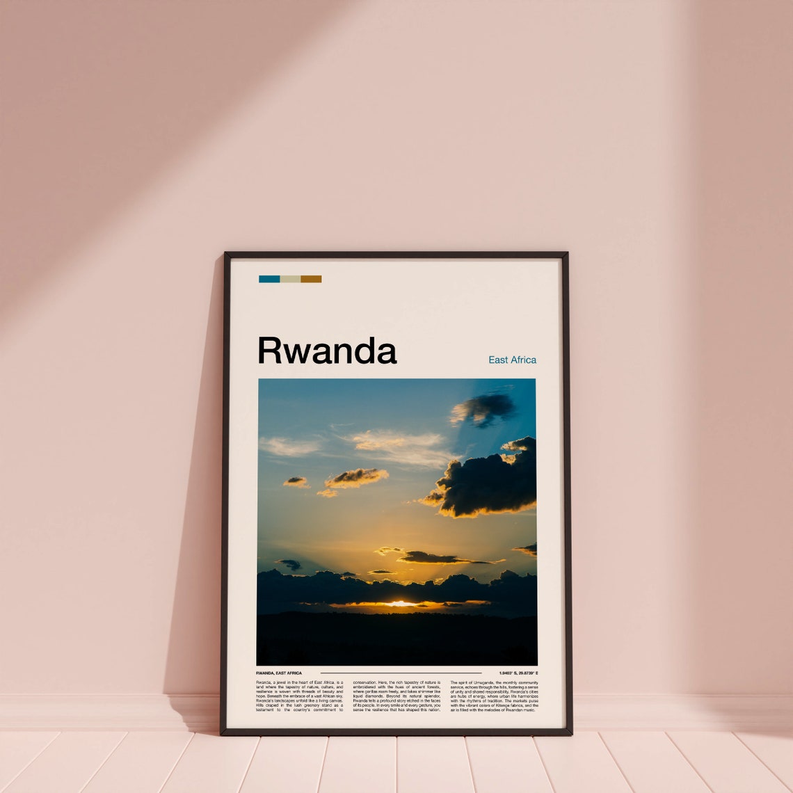 Rwanda African Sunset Dramatic Clouds Golden Sky Photography Poster - Image 4