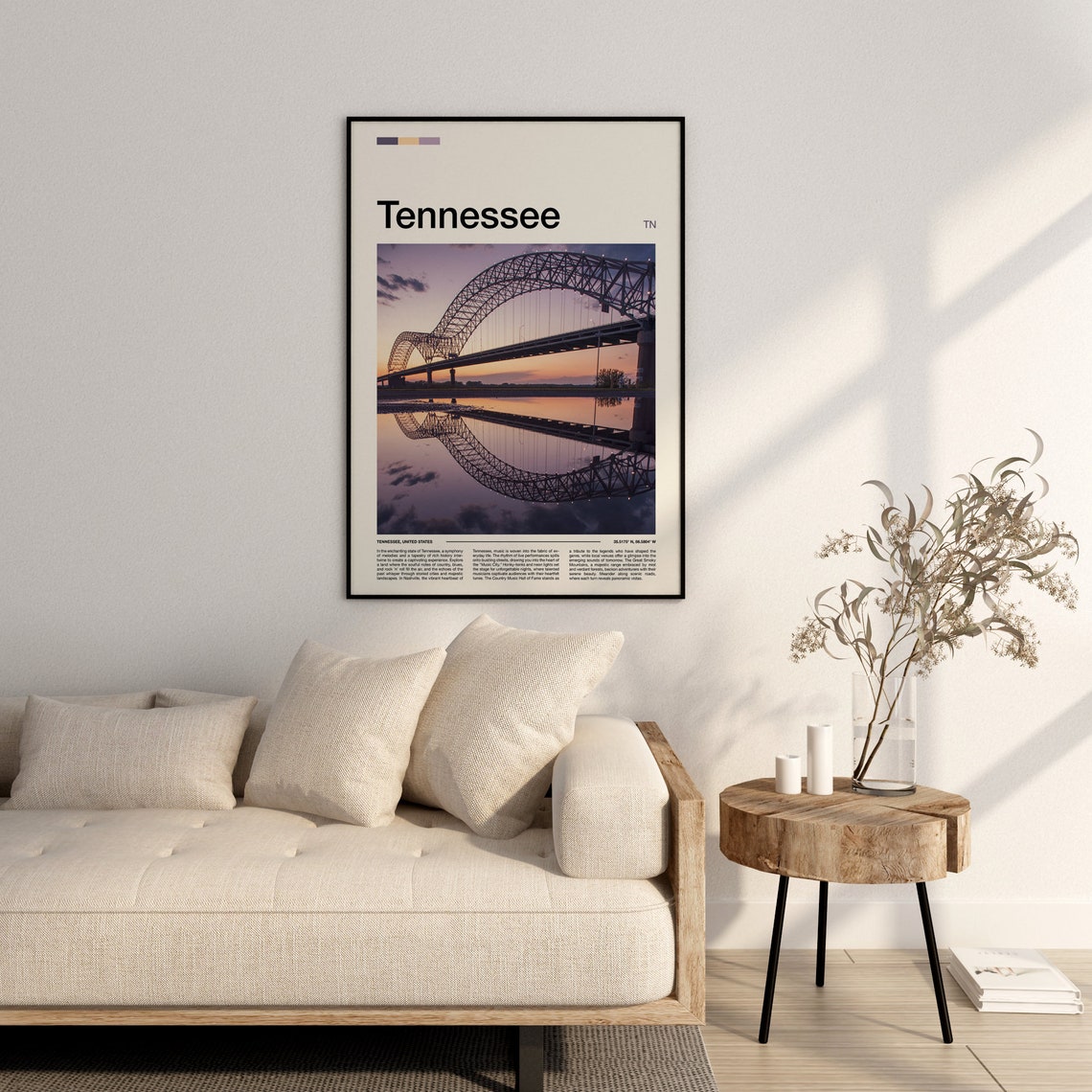 Tennessee Memphis Mississippi River Bridge Sunset Reflection Poster - Image 3
