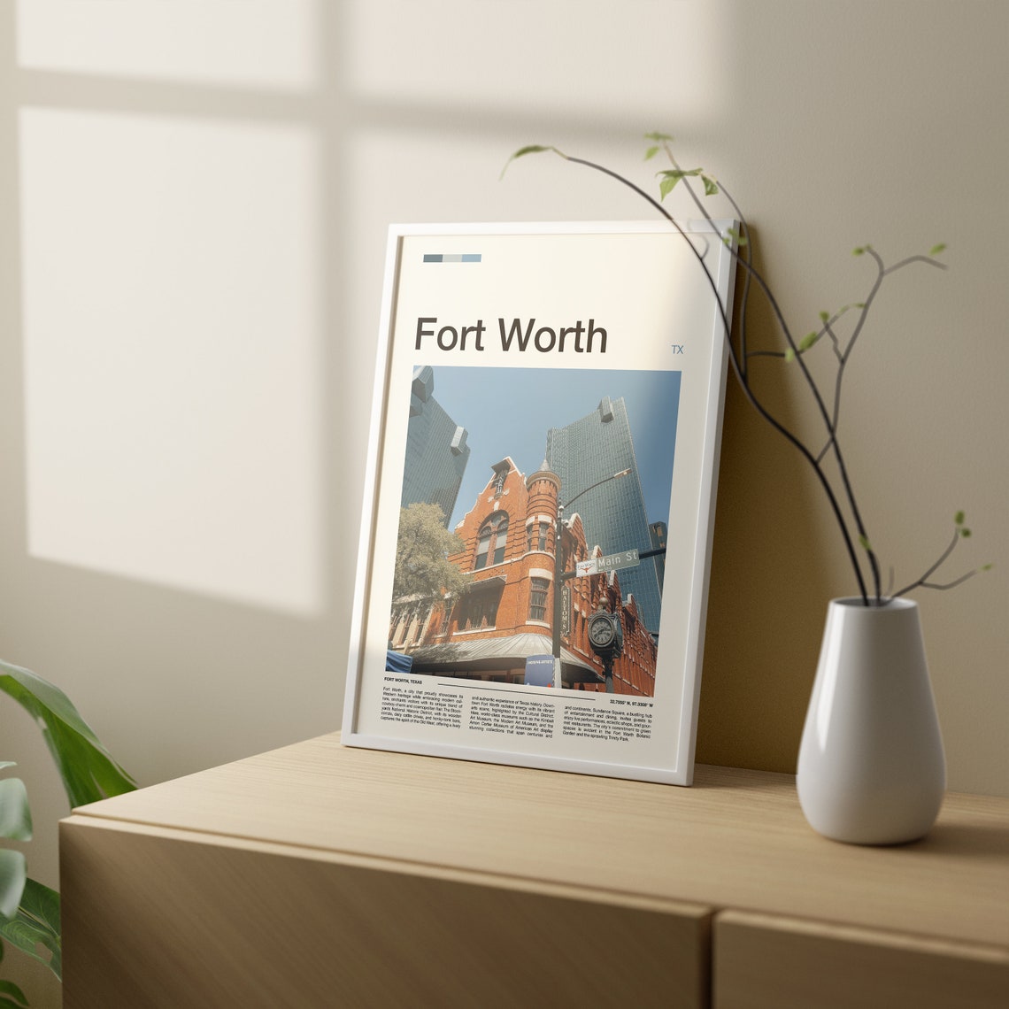 Fort Worth Texas Historic Main Street Brick Landmark Travel Poster - Image 2
