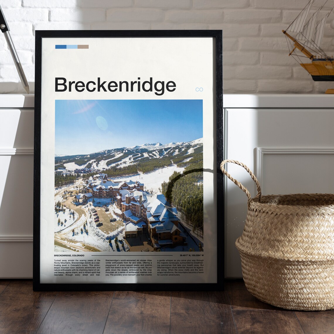 Breckenridge Colorado Charming Ski Resort Village Aerial Snow Poster - Image 5