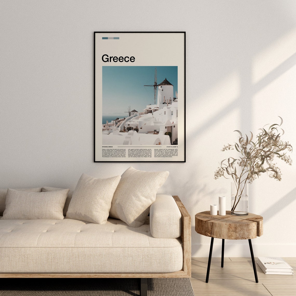 Mykonos Greece Whitewashed Village Windmill Cyclades Island Poster - Image 3