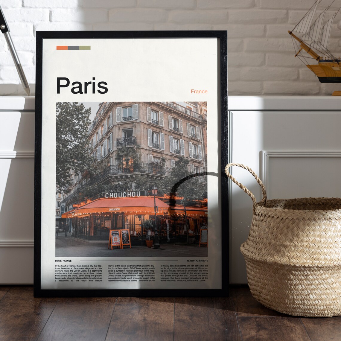Paris France Chouchou Corner Cafe Classic Haussmann Street Poster - Image 5