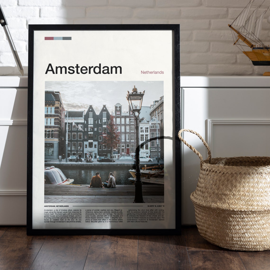 Amsterdam Netherlands Canal and Historic Gabled Houses Travel Poster - Image 5