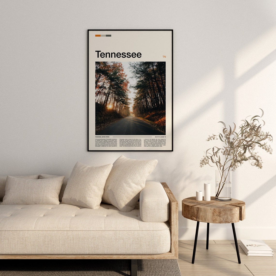 Tennessee Autumn Forest Road Fall Foliage Sunset Scenic Travel Poster - Image 2