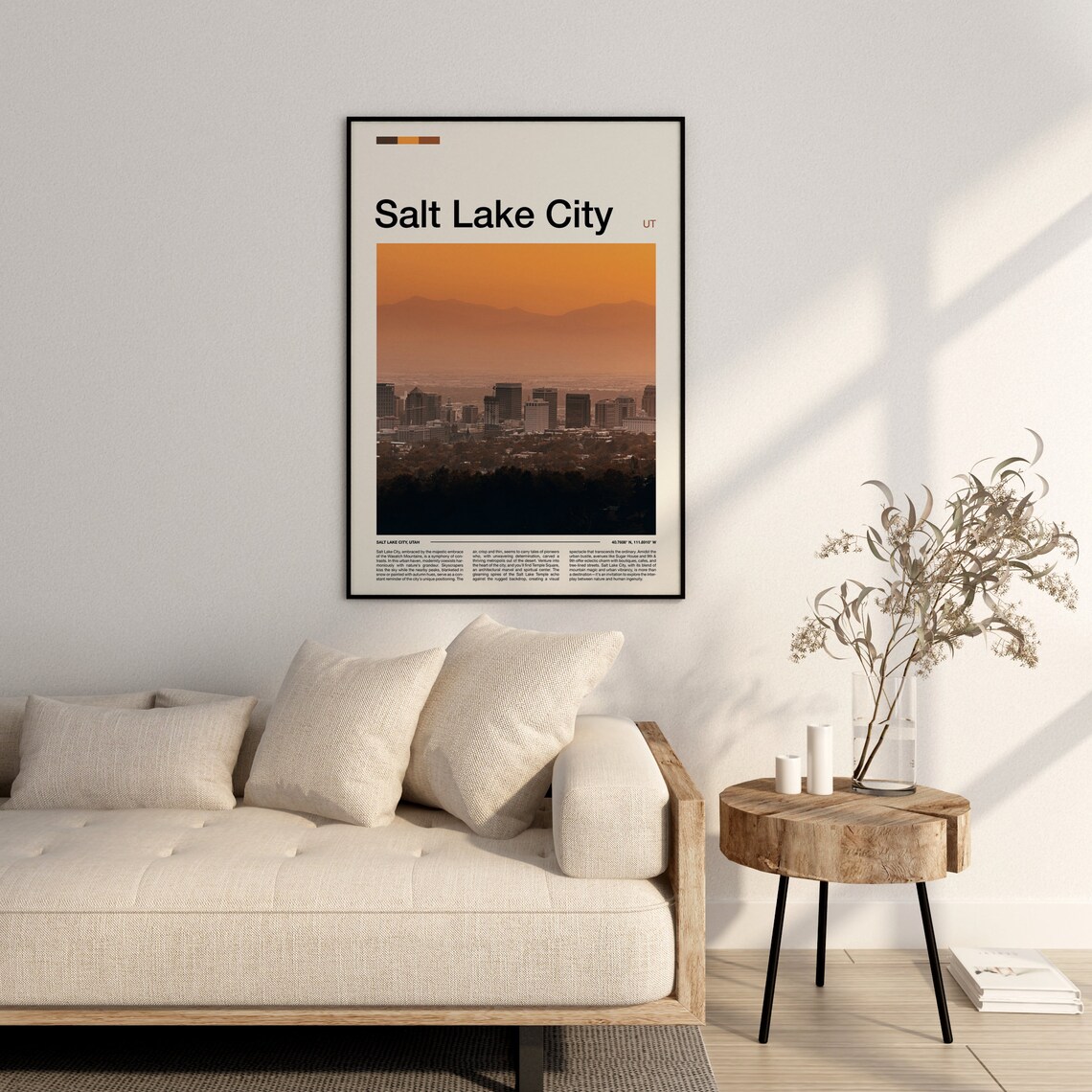 Salt Lake City Utah Golden Hour Downtown Skyline Minimalist Photo Poster - Image 3