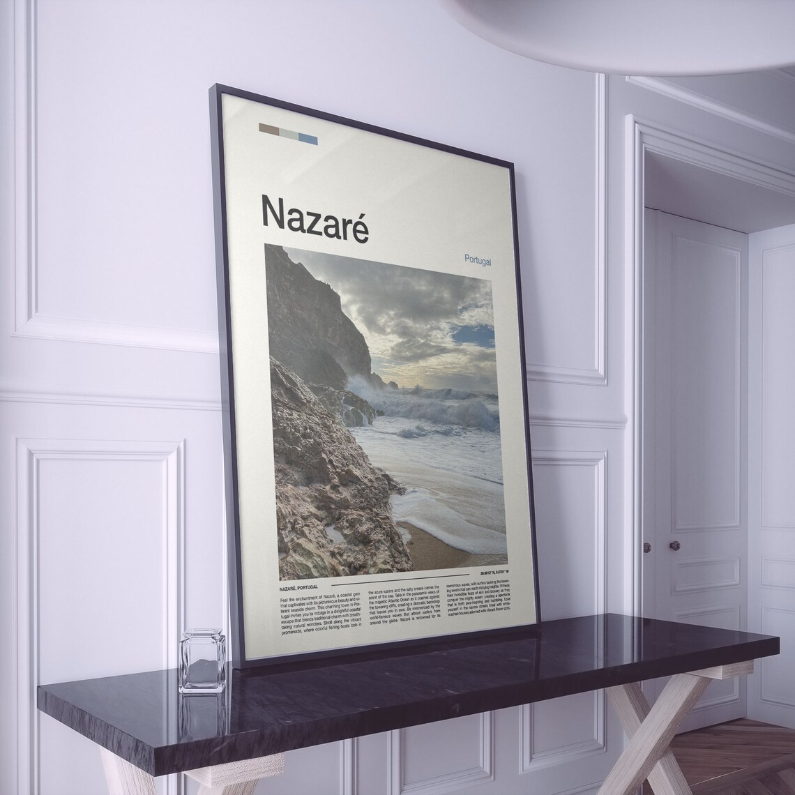 Nazare Portugal Giant Wave Crashing Cliffs Surf Photography Poster - Image 2
