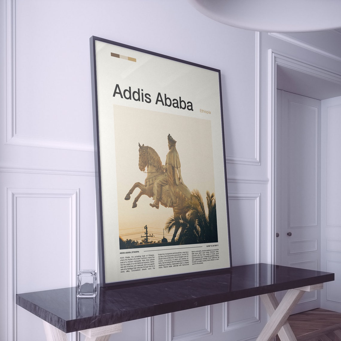 Addis Ababa Ethiopia Menelik Equestrian Statue Sunset Photo Poster - Image 2