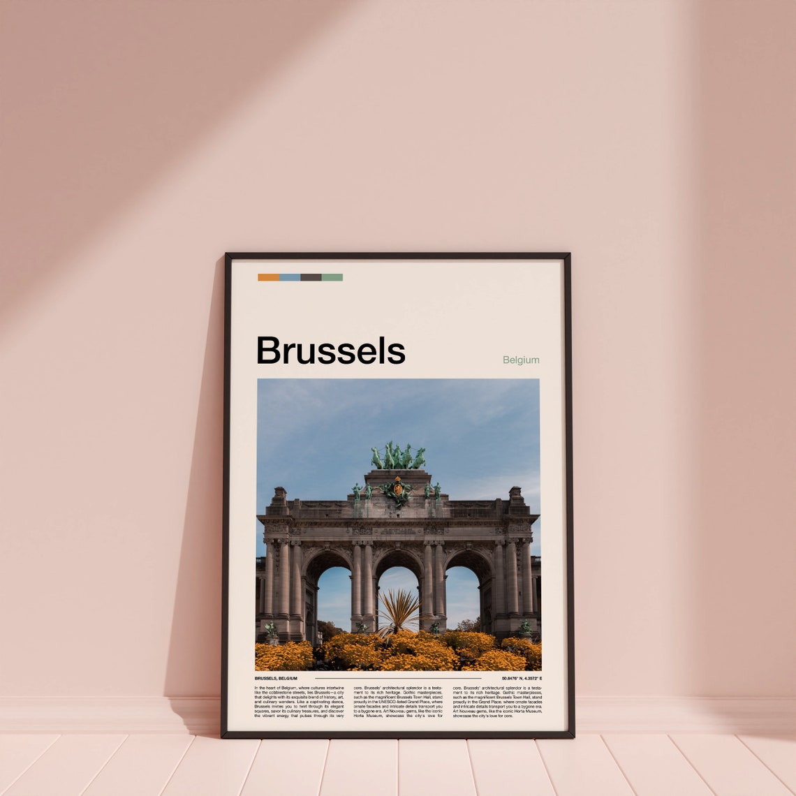 Brussels Belgium Cinquantenaire Arch Monument Minimal Travel Poster - Image 4