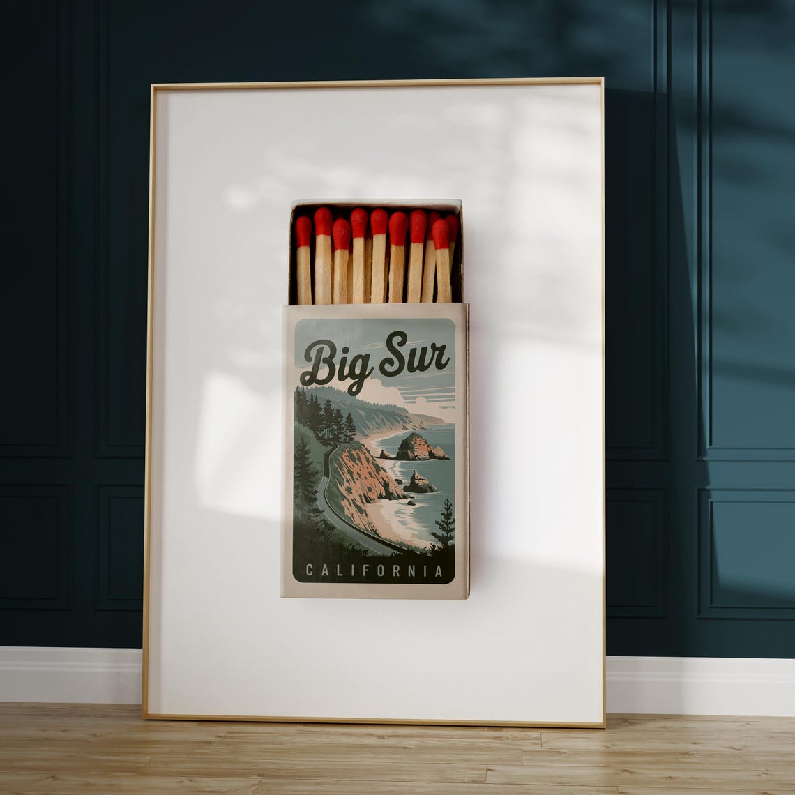 Big Sur California Vintage Matchbox Style Coastal Cliff Scene Poster - Image 4