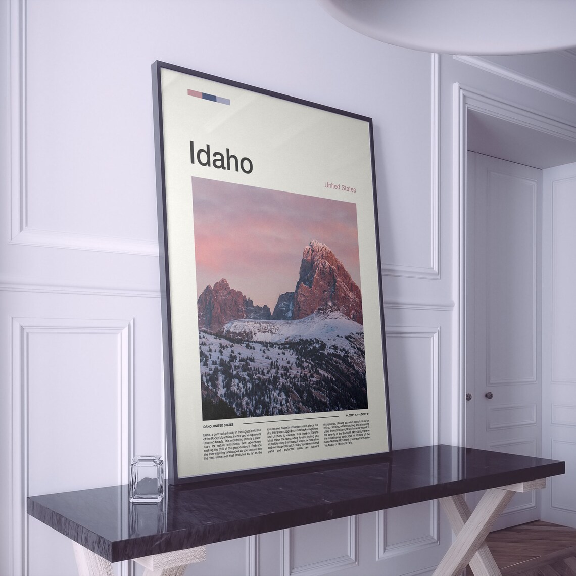 Idaho Scenic Snow Capped Rocky Mountain Peaks Winter Dusk Poster - Image 2