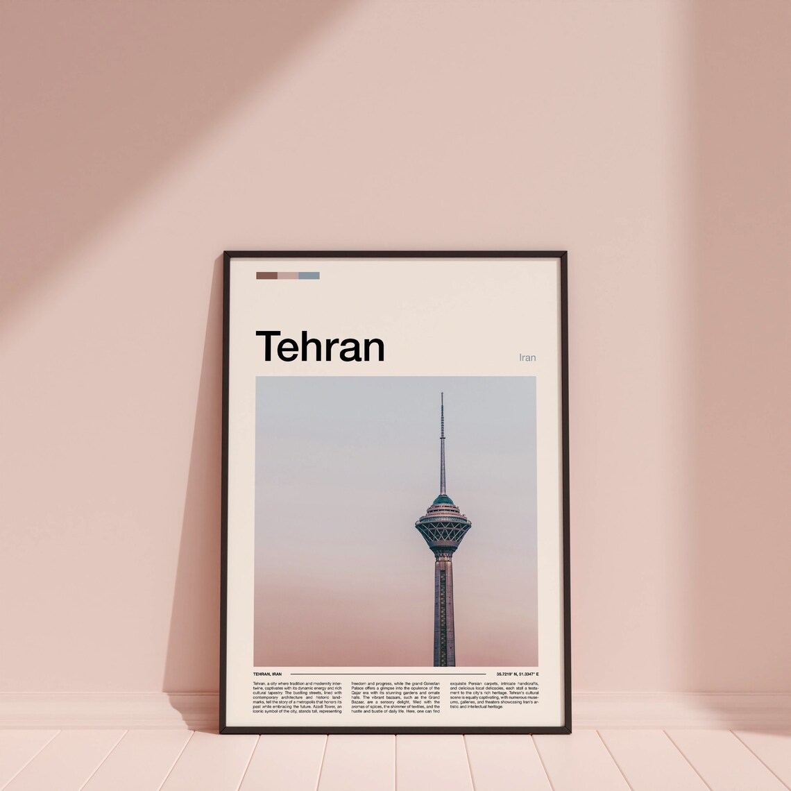 Tehran Iran Milad Tower Landmark Minimalist City Photo Poster - Image 4