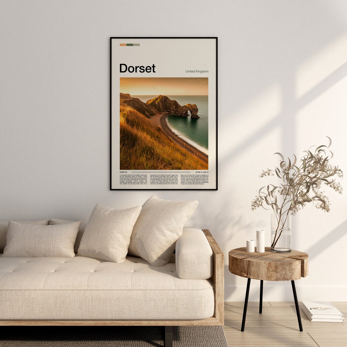 Dorset Durdle Door Golden Sunset Light Rocky Cliff Coastline Poster - Image 3
