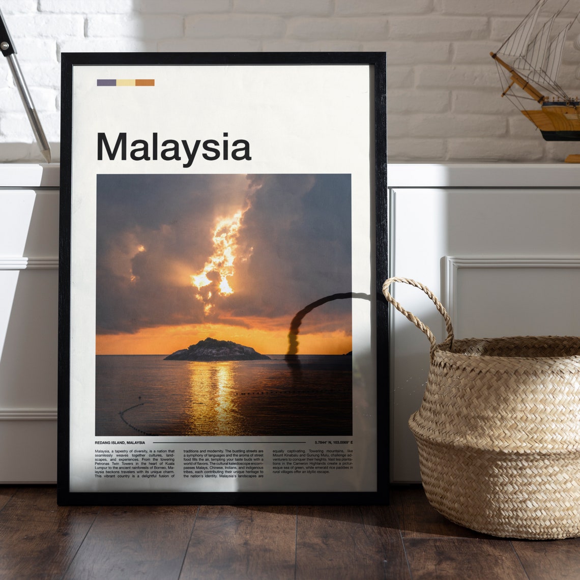 Malaysia Redang Island Sunset Rocky Isle Golden Clouds Poster - Image 5