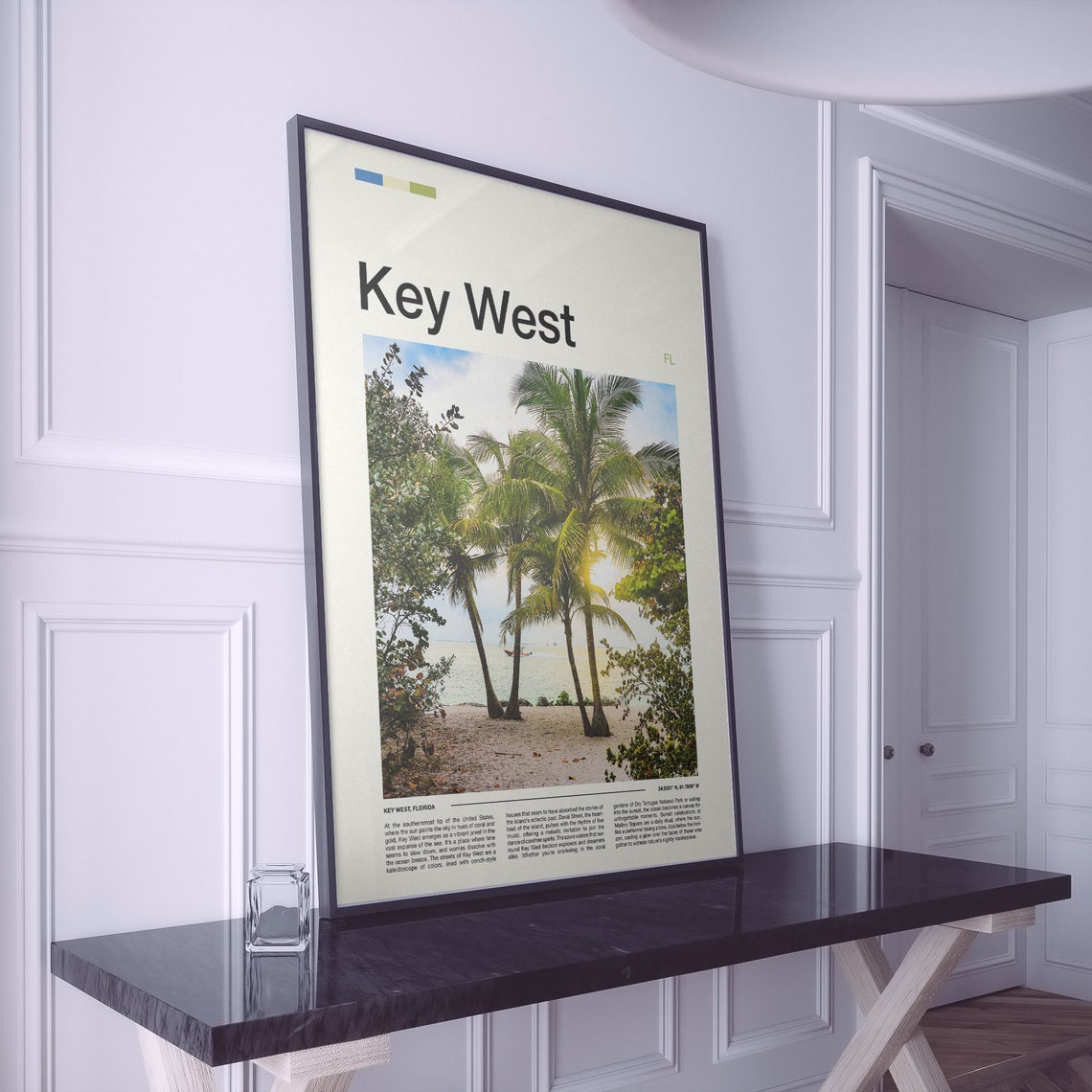 Key West Florida Palm Trees Beach Sunset Warm Golden View Poster - Image 2