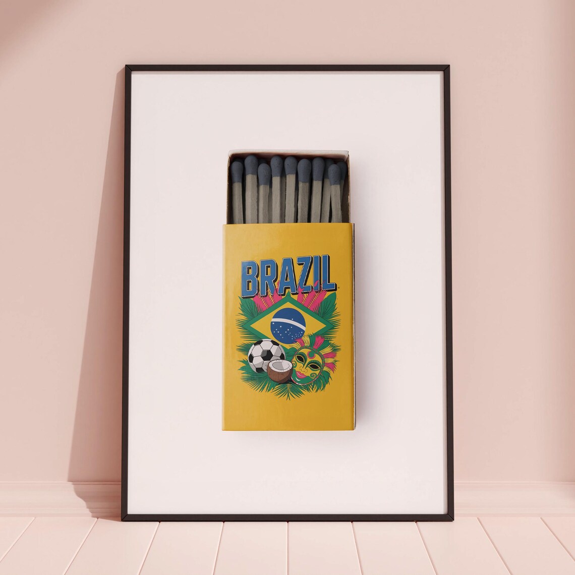 Brazil Matchbox Football Carnival Vintage Travel Art Poster Design - Image 3