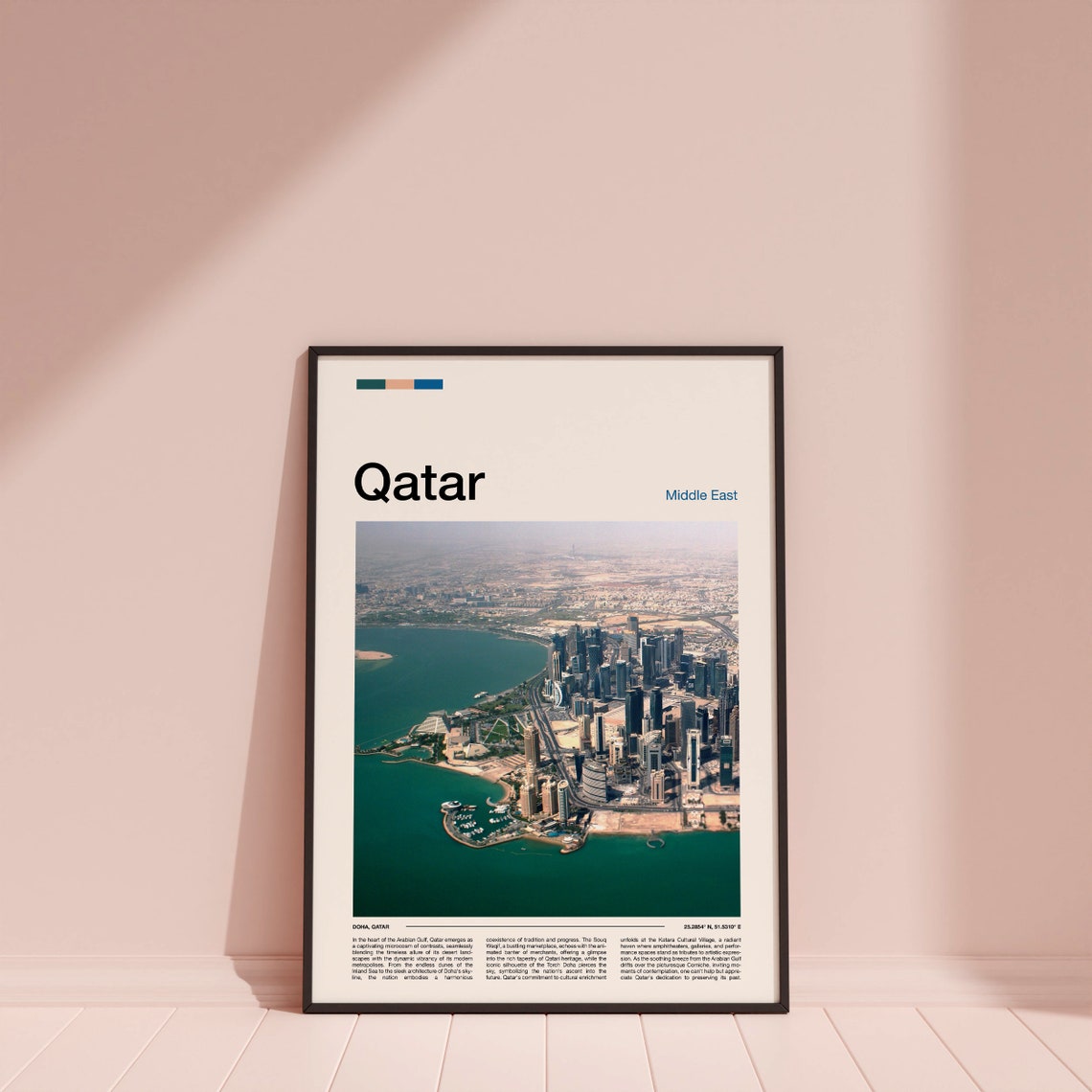 Qatar Middle East Doha Aerial Skyline Over Marina View Poster - Image 4