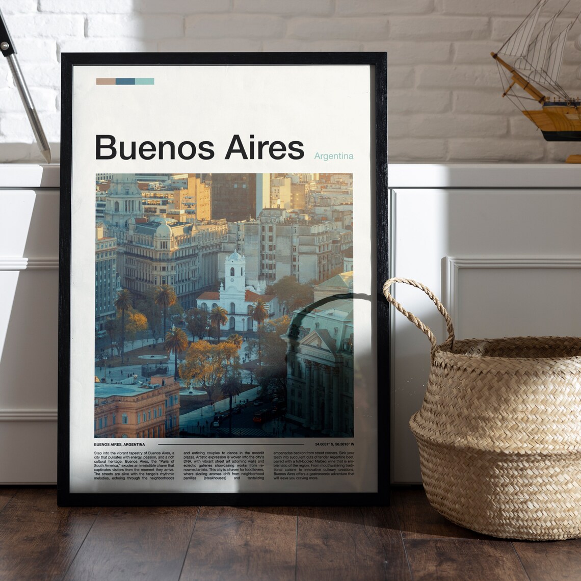 Buenos Aires Argentina Historic Cityscape Plaza Golden Hour Poster - Image 5
