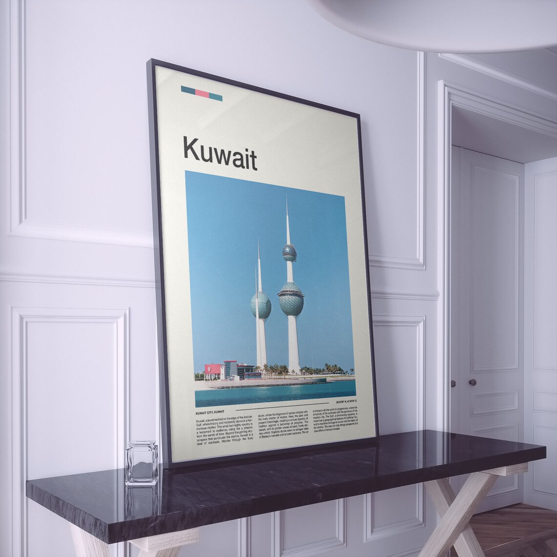Kuwait City Kuwait Towers Waterfront View Minimal Travel Poster - Image 2
