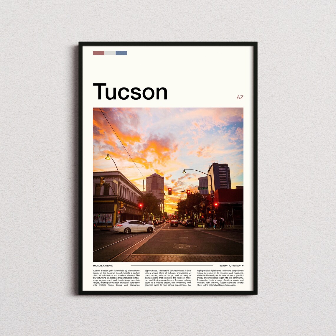 Tucson Arizona Desert Sunset Downtown Street Photography Poster