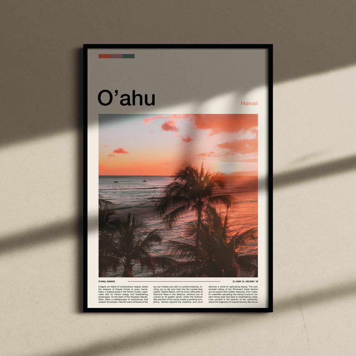 Oahu Hawaii Sunset Palm Trees Beach Tropical Photography Poster - Image 5
