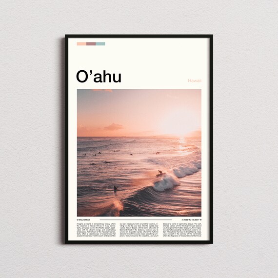 Oahu Print Oahu Poster Oahu Wall Art Hawaii Art Print Oahu Photo