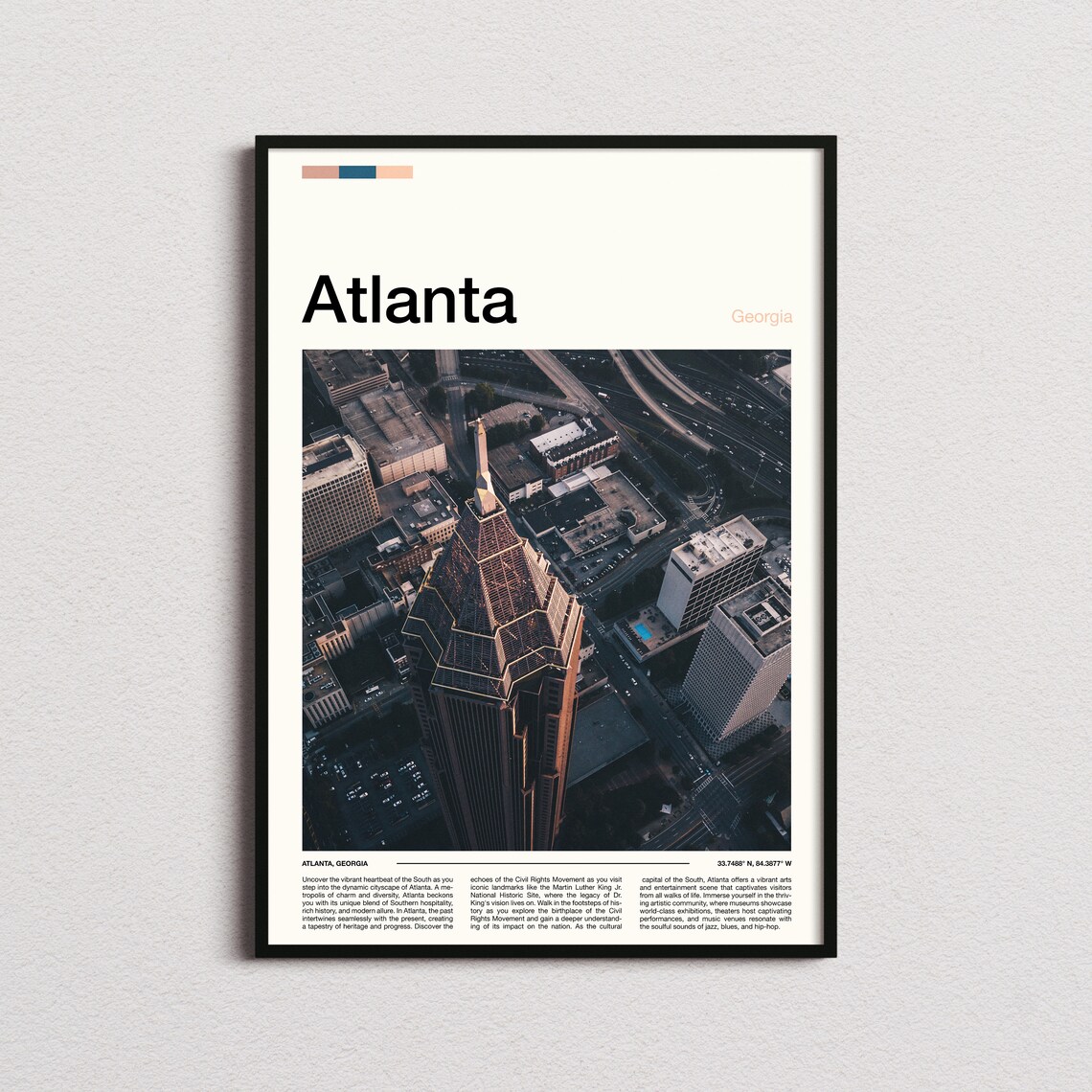 Atlanta Georgia Downtown Skyline Twilight Aerial View Poster