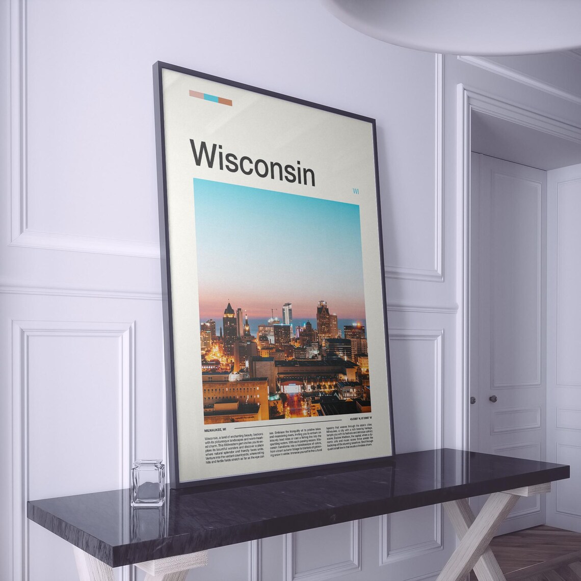Wisconsin Milwaukee Skyline Dusk City Lights Photography Poster - Image 2