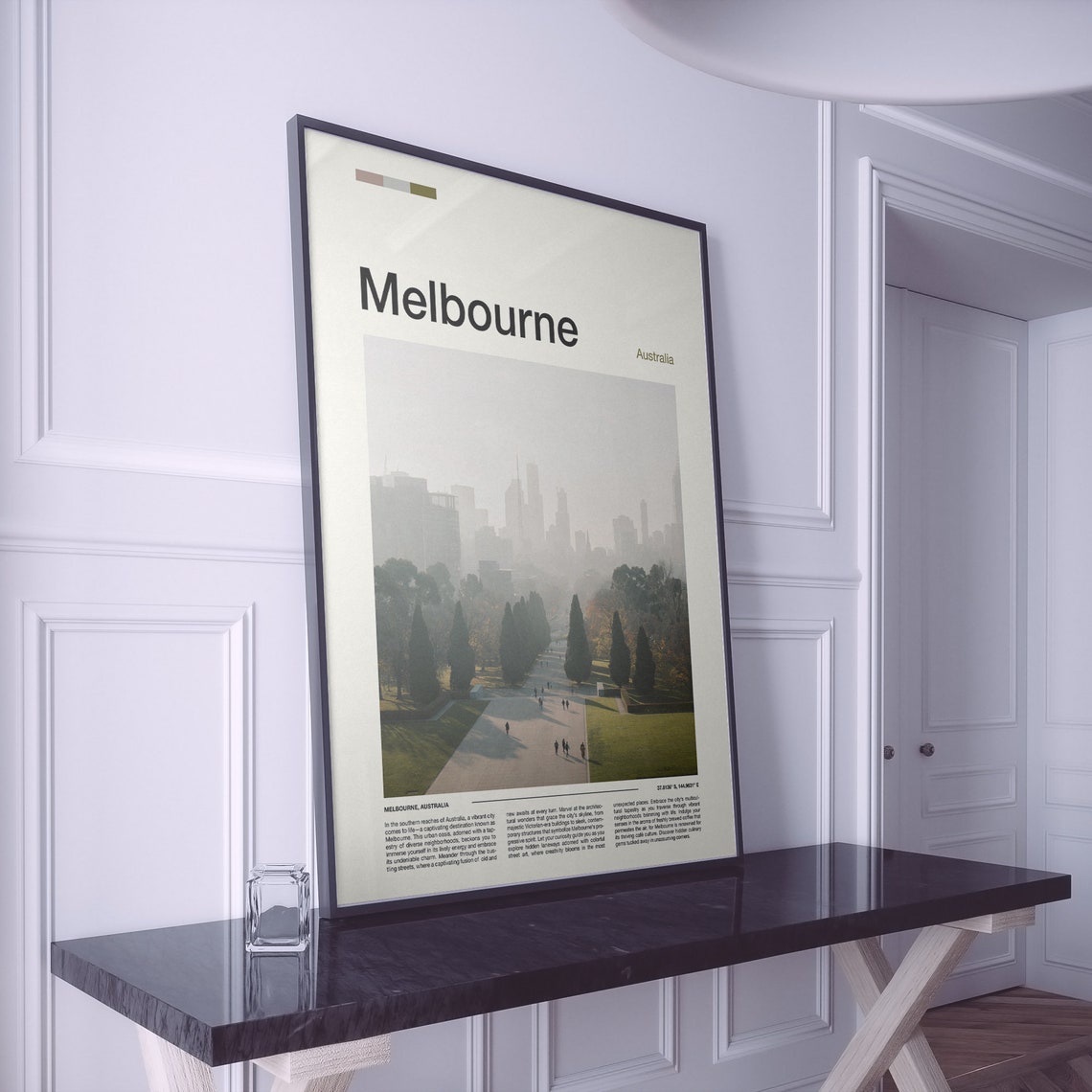 Melbourne Australia Misty City Skyline Memorial Park Avenue Poster - Image 2