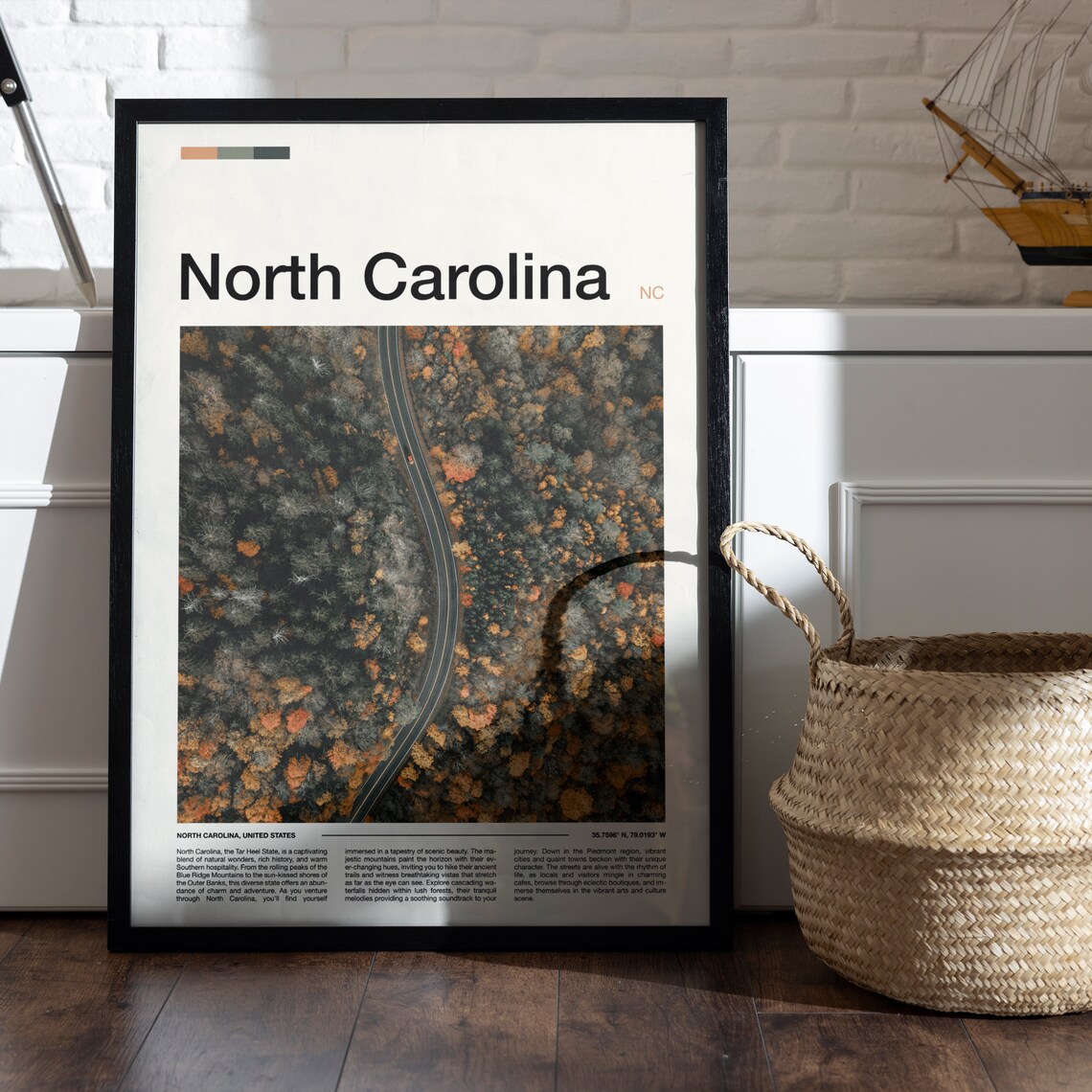 North Carolina Autumn Forest Winding Road Aerial Fall Photo Poster - Image 5