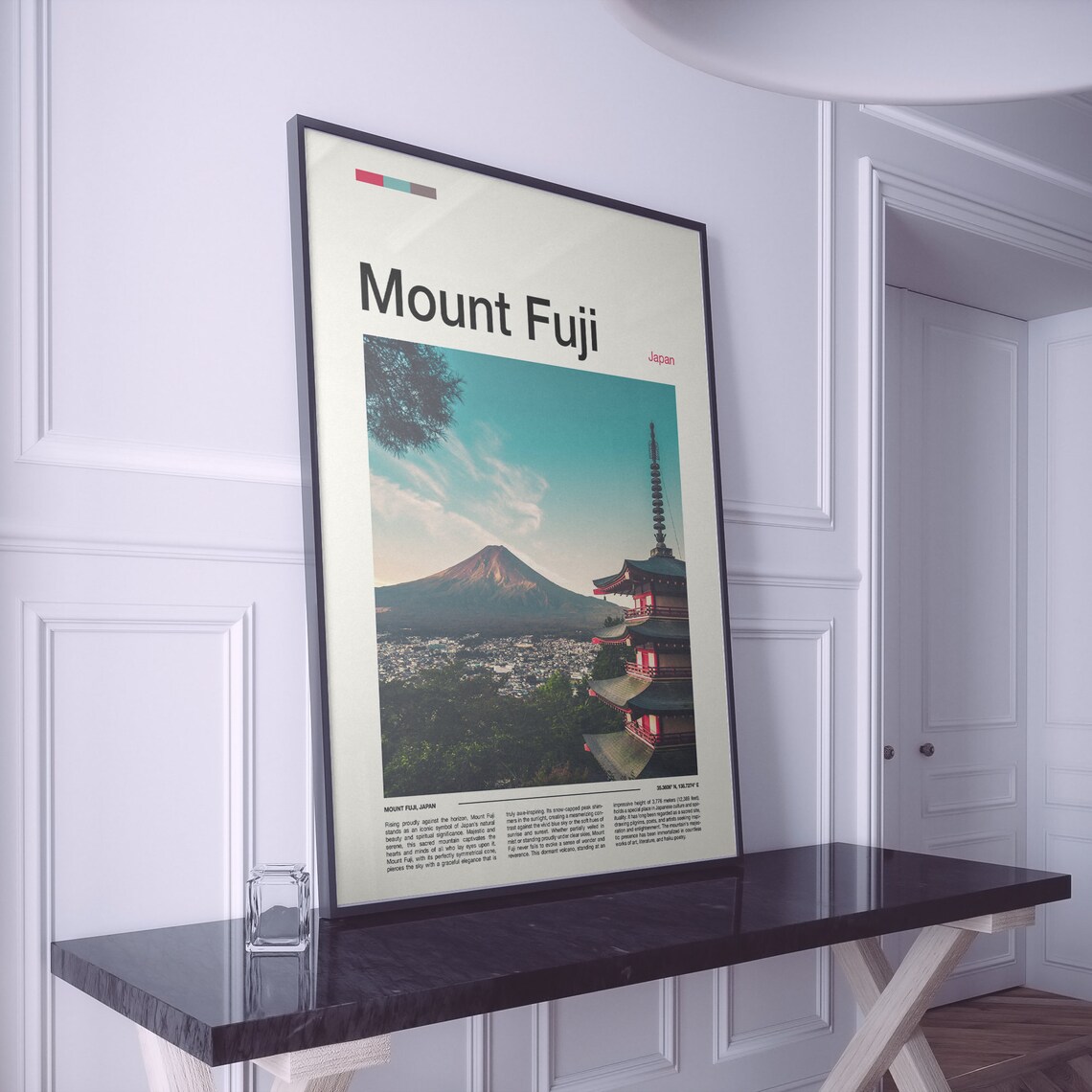 Mount Fuji Japan Red Pagoda Snow Peak Scenic Travel Photo Poster - Image 2