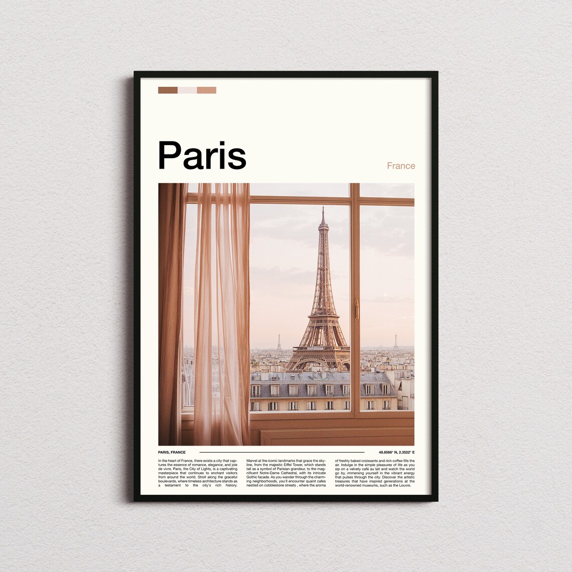 Paris France Eiffel Tower Apartment Window Morning Light Poster