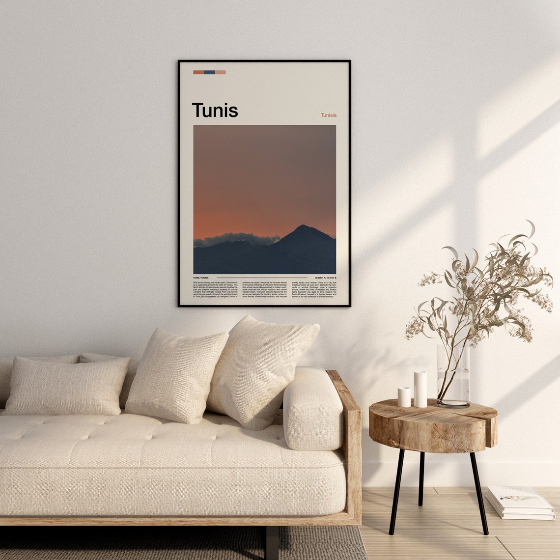 Tunis Tunisia Sunset Mountain Silhouette Scenic Photography Poster - Image 3
