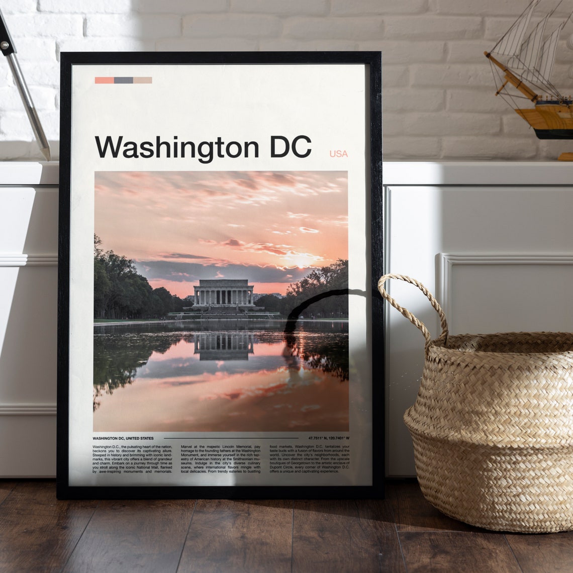 Washington DC Lincoln Memorial Sunset Reflecting Pool Poster - Image 5