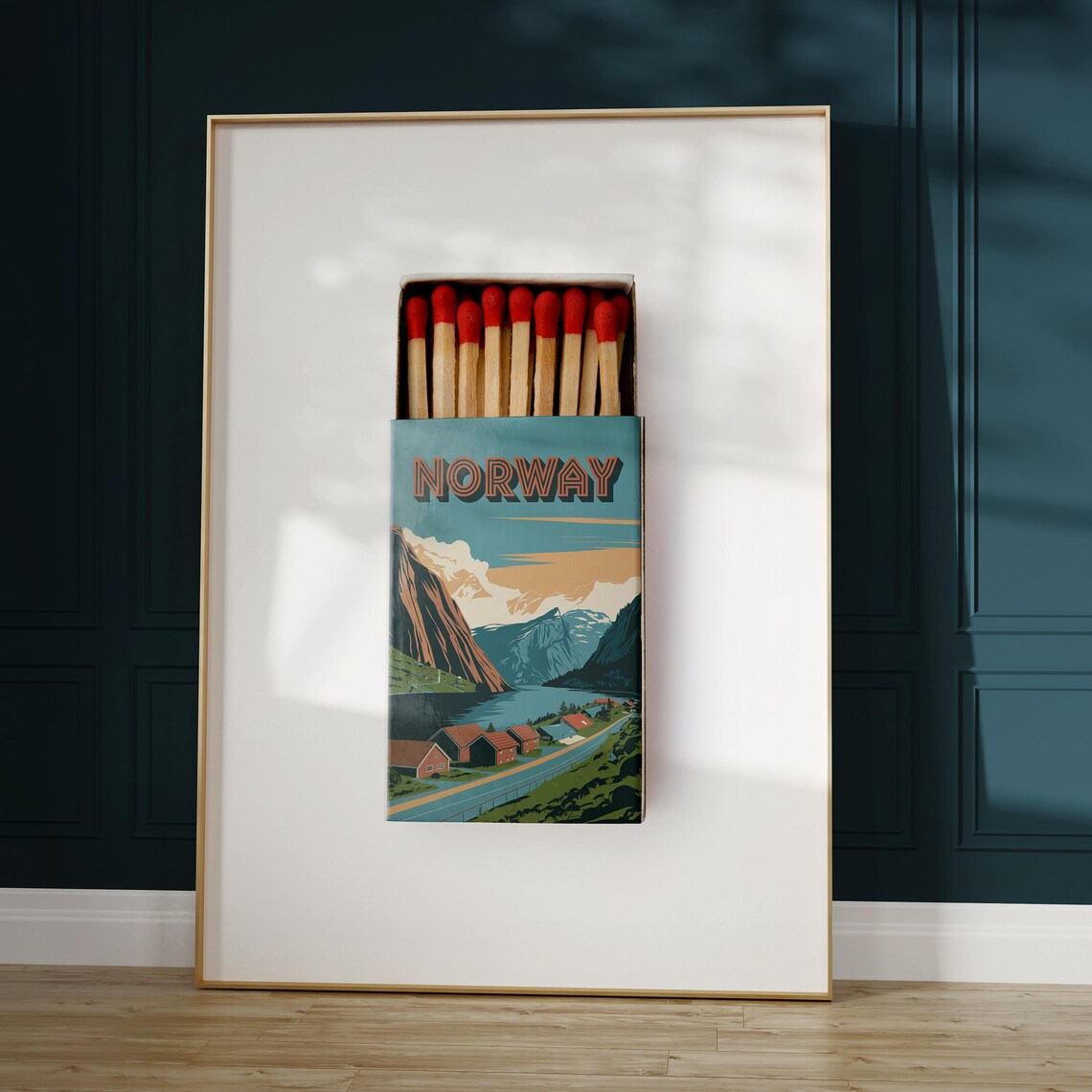 Norway Fjord Village Red Cabin Matchbox Art Travel Decor Poster - Image 5