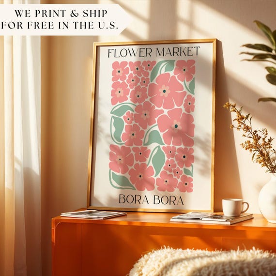 Bora Bora Flower Market, Matisse Style Art Print