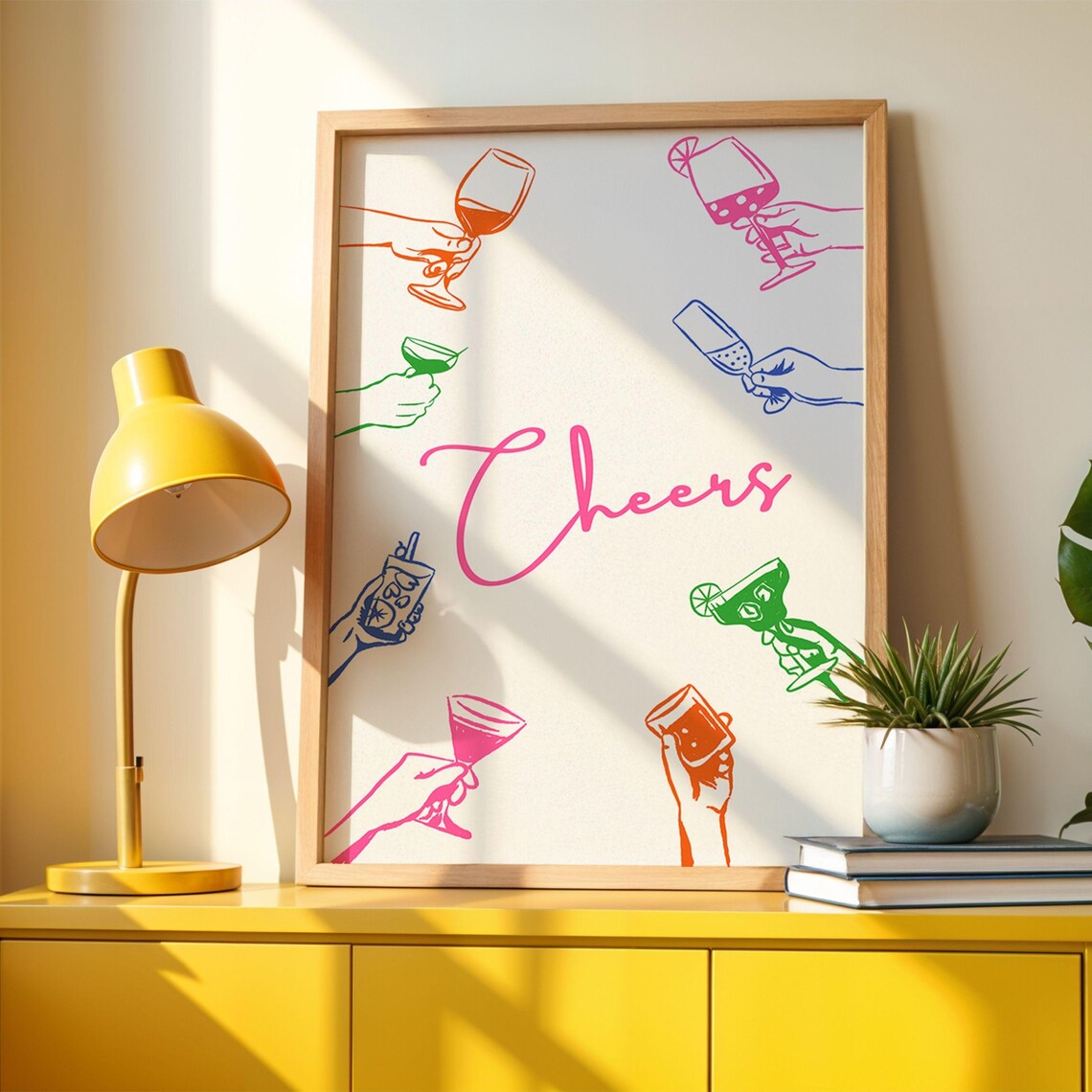 Cheers Art, Retro Bar Cart Cocktail Poster - Image 2
