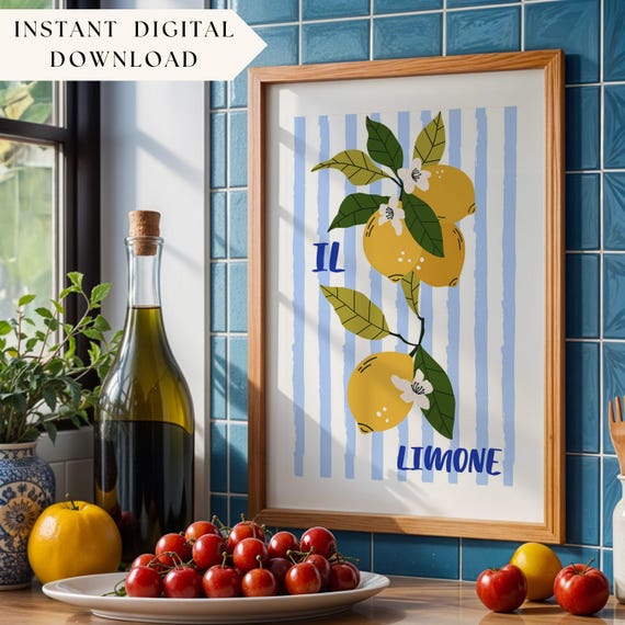 Italian Kitchen Print, Lemon Summer Decor