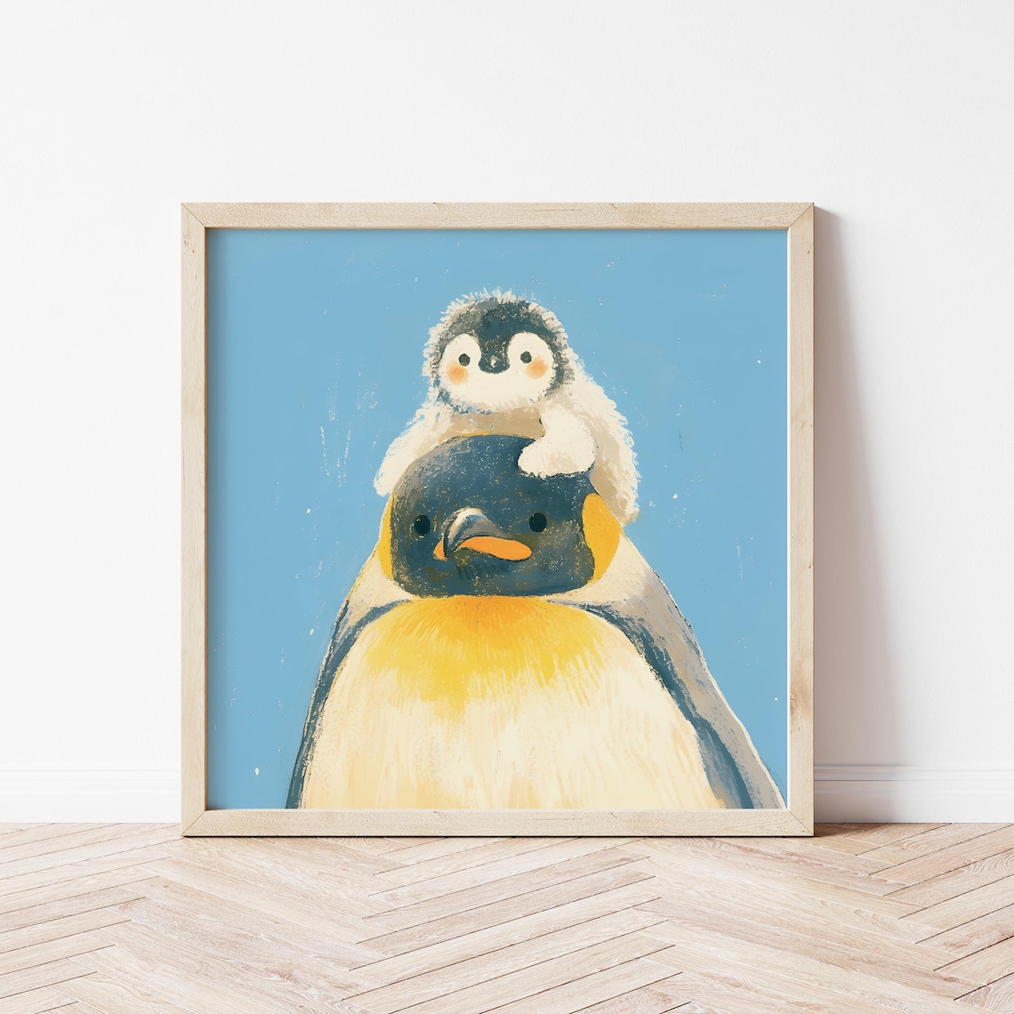 Cute Penguin Family Illustration, Nursery Art Print