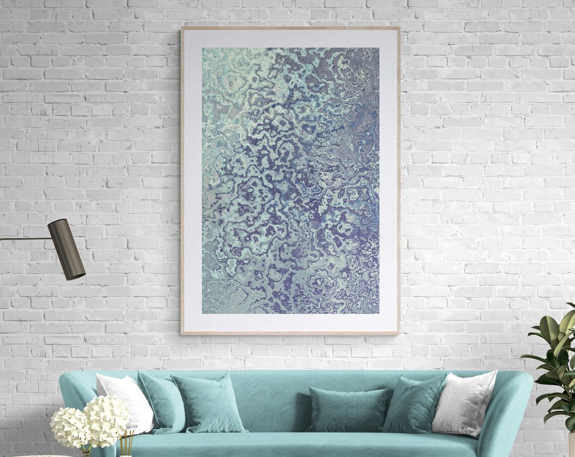 Modern Bold Blue Green Marble Abstract Boho Painting Art Poster - Image 8