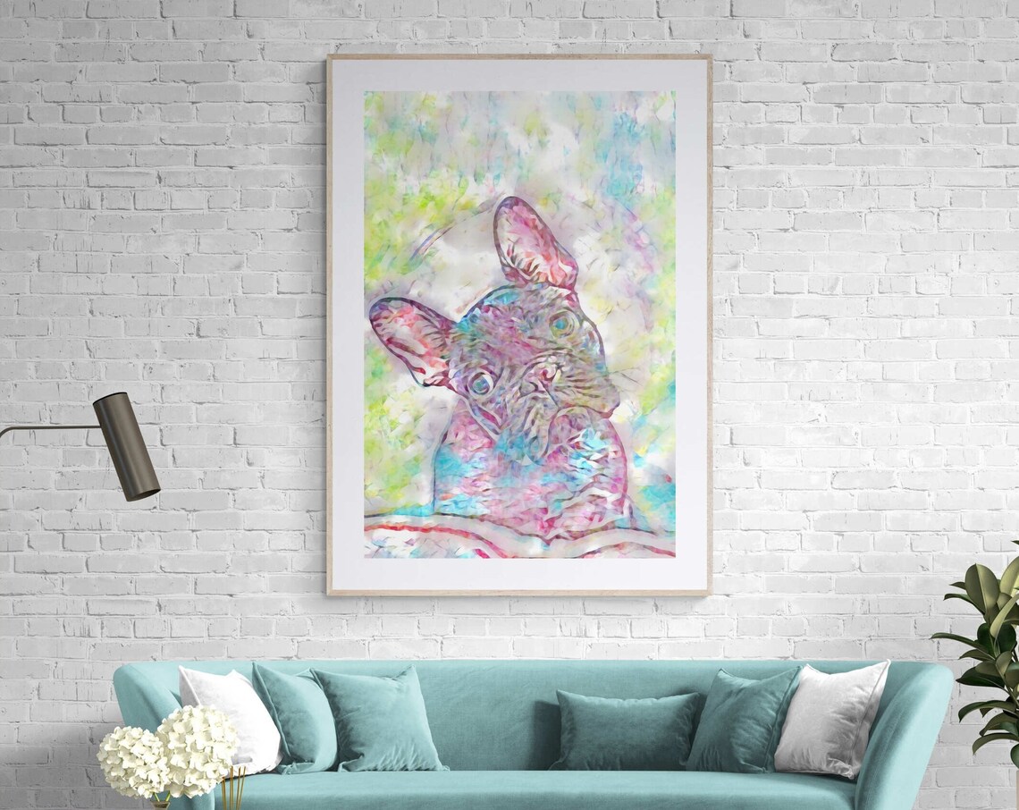 French Bulldog Close Up Colorful Pastel Dog Portrait Art Poster - Image 8