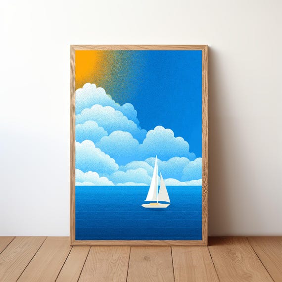 Sailboat Poster Minimalist Modern Nautical Wall Art Simple Ocean Boat Print Coastal Decor For Sailor Sea Lover Gift Illustration Sl9