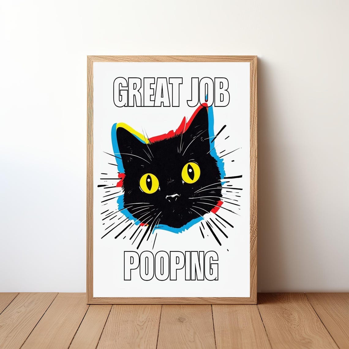 Great Job Pooping Sarcastic Funny Black Cat Bathroom Humor Poster